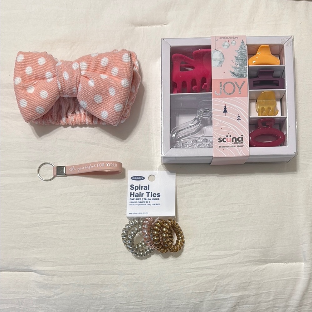 Headband, Hair-clip set, Hair ties, Keychain